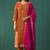Orange chinnon embroidered kurta set with dupatta for women