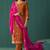 Orange chinnon embroidered kurta set with dupatta for women