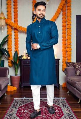  plain cotton blend  men's only kurta 3