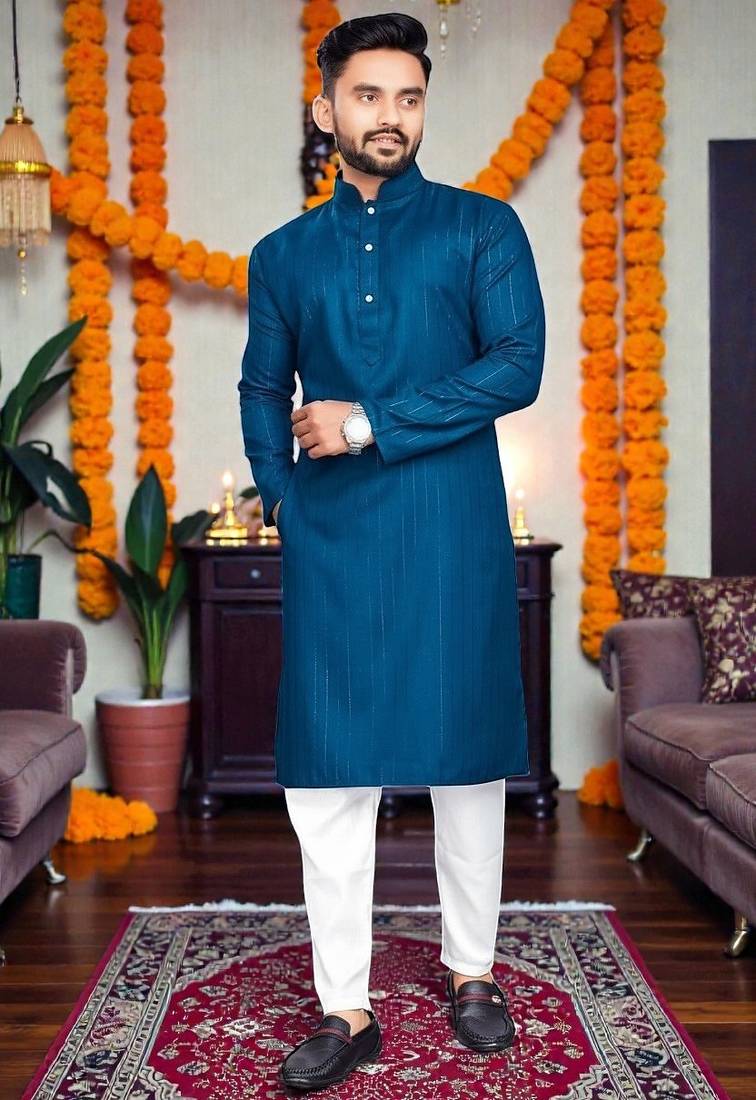  plain cotton blend  men's only kurta