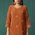 Orange chinnon embroidered kurta set with dupatta for women