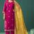 Pink chinnon embroidered kurta set with dupatta for women