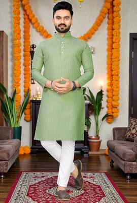  pista plain cotton blend  men's only kurta 1