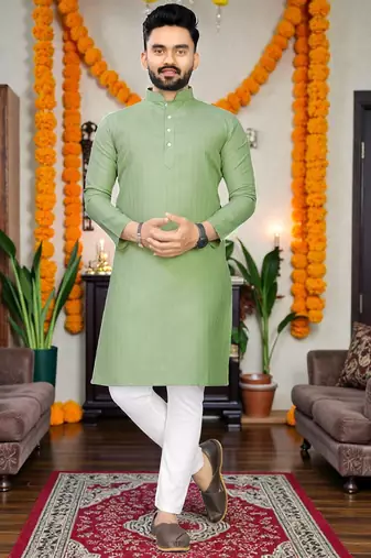  pista plain cotton blend  men's only kurta