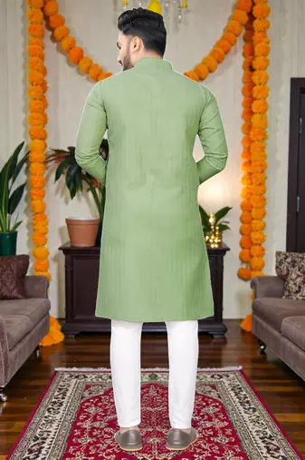  pista plain cotton blend  men's only kurta