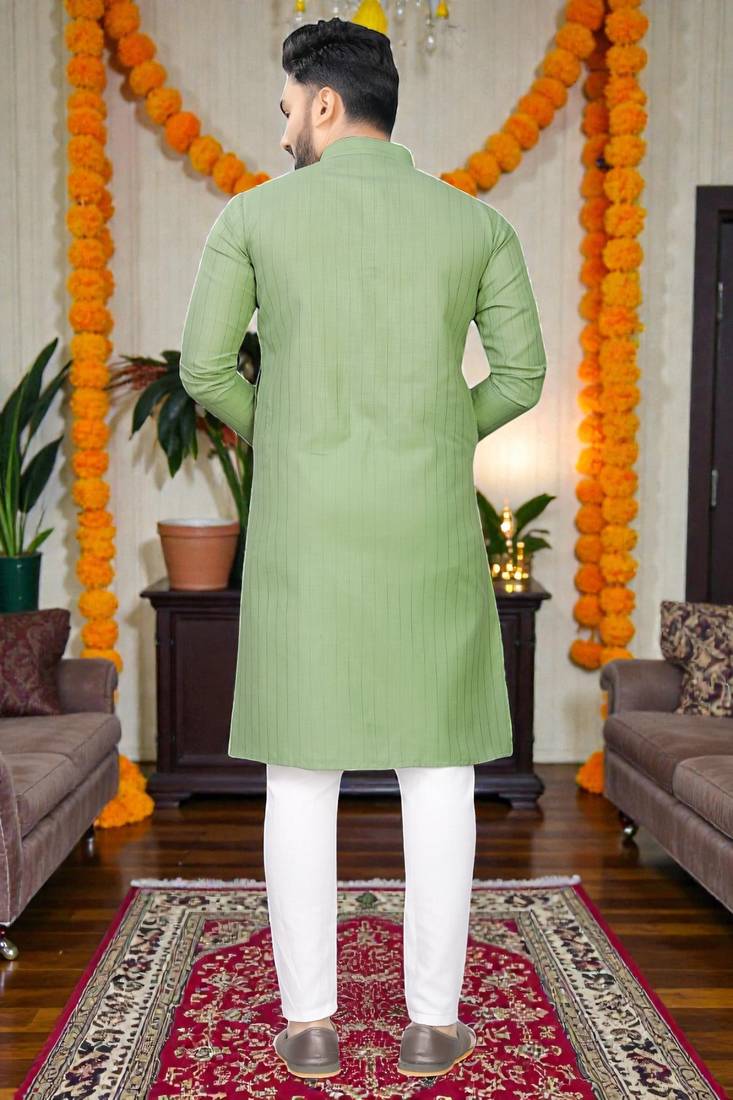  pista plain cotton blend  men's only kurta