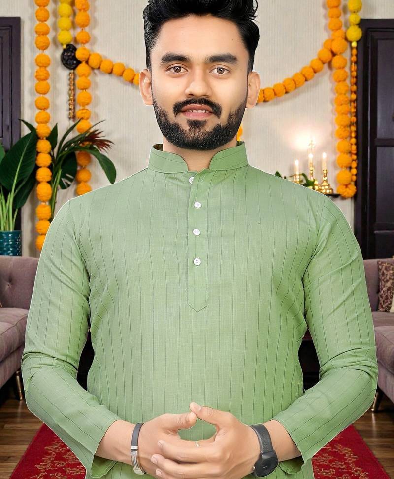  pista plain cotton blend  men's only kurta