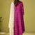 Pink viscose rayon printed anarkali kurta set with dupatta for women