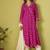 Pink viscose rayon printed anarkali kurta set with dupatta for women