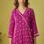 Pink viscose rayon printed anarkali kurta set with dupatta for women