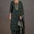 Dark green cotton blend embroidered with sequined work kurta set with dupatta for women