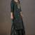 Dark green cotton blend embroidered with sequined work kurta set with dupatta for women