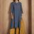 Navy blue viscose rayon printed kurta set for women