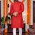  red plain cotton blend  men's only kurta