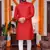  red plain cotton blend  men's only kurta