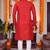  red plain cotton blend  men's only kurta