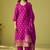 Dark pink silk blend jacquard zari work kurta set with dupatta for women