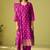Dark pink silk blend jacquard zari work kurta set with dupatta for women