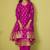 Dark pink silk blend jacquard zari work kurta set with dupatta for women