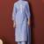 Sky blue pure cotton schiffly work kurta set with dupatta for women