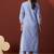 Sky blue pure cotton schiffly work kurta set with dupatta for women
