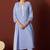 Sky blue pure cotton schiffly work kurta set with dupatta for women