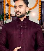Twinkle wine plain cotton blend  men's only kurta