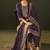 Purple jacquard silk blend straight kurta set with dupatta