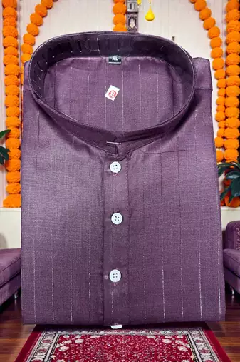 Twinkle wine plain cotton blend  men's only kurta