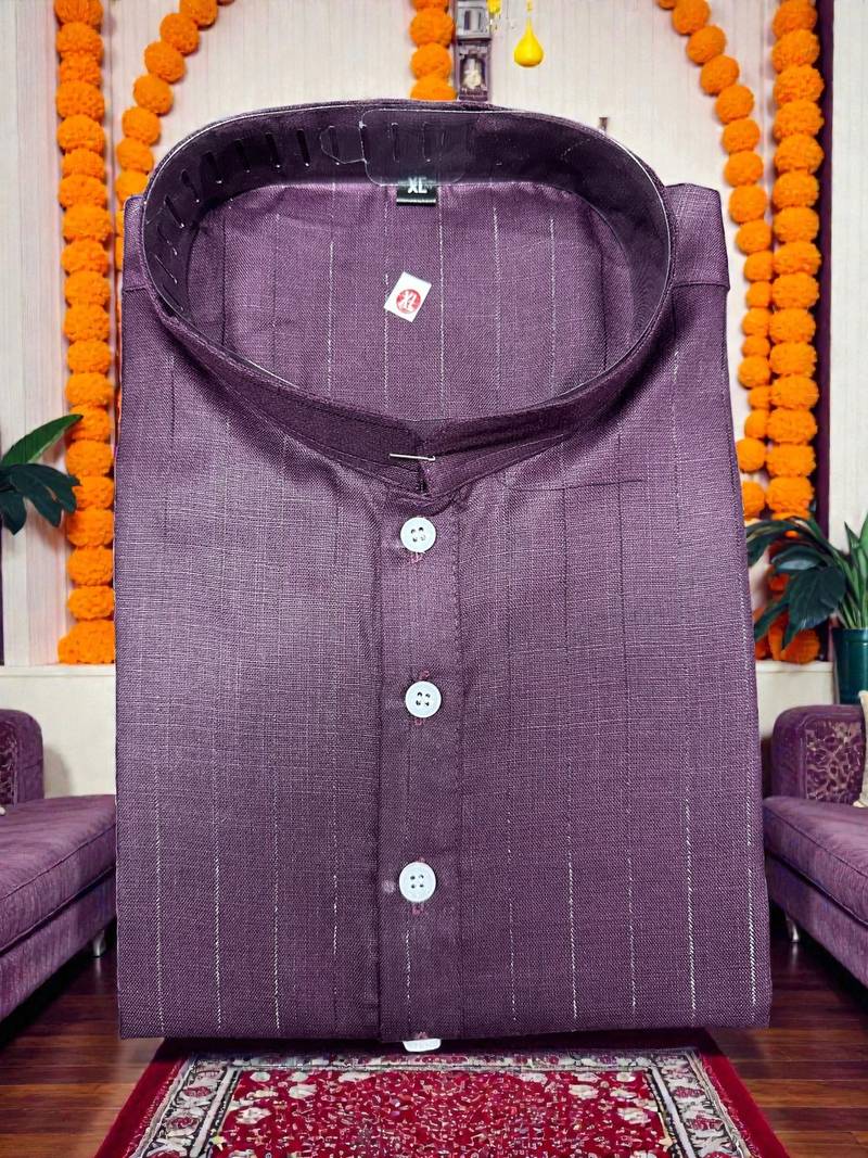 Twinkle wine plain cotton blend  men's only kurta