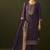 Purple jacquard silk blend straight kurta set with dupatta