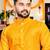Twinkle yellow plain cotton blend  men's only kurta