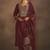 Rust chinnon embroidered kurta set with jacquard dupatta