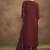 Rust chinnon embroidered kurta set with jacquard dupatta