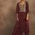 Rust chinnon embroidered kurta set with jacquard dupatta