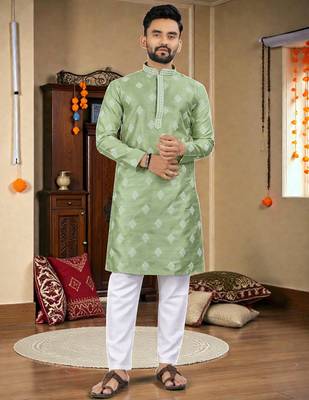  pista embroidered  silk only men's kurta 1