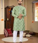  pista embroidered  silk only men's kurta