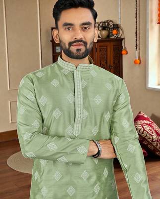  pista embroidered  silk only men's kurta 2