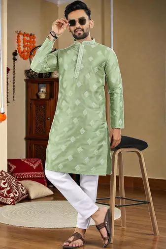  pista embroidered  silk only men's kurta