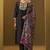 Women's black cotton blend embroidered straight kurta set multicolor chinon patola printed dupatta set