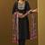 Women's black cotton blend embroidered straight kurta set multicolor chinon patola printed dupatta set