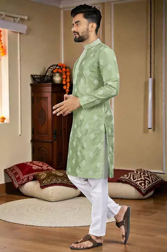  pista embroidered  silk only men's kurta