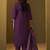 Women's designer wine cotton blend embroidered straight kurta with pant and organza jacquard printed dupatta set