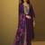 Women's designer wine cotton blend embroidered straight kurta with pant and organza jacquard printed dupatta set