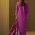 Women's festive pink cotton blend jacquard straight kurta with solid pant and silk jacquard dupatta set