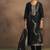 Women's black jacquard art silk straight kurta set with cotton bottom & silk blend dupatta