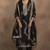 Women's black jacquard art silk straight kurta set with cotton bottom & silk blend dupatta