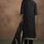 Women's black jacquard art silk straight kurta set with cotton bottom & silk blend dupatta