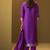 Women's purple jacquard art silk straight kurta set with cotton bottom & silk blend dupatta