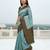Sea green soft silk blend banarasi jacuard work designer party wear saree with unstitched blouse piece